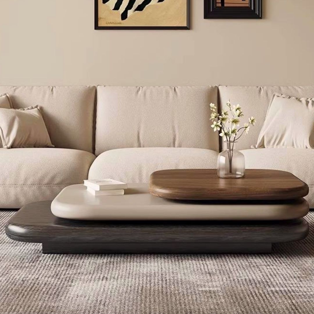 Moderne lavt salongbord i trelags design